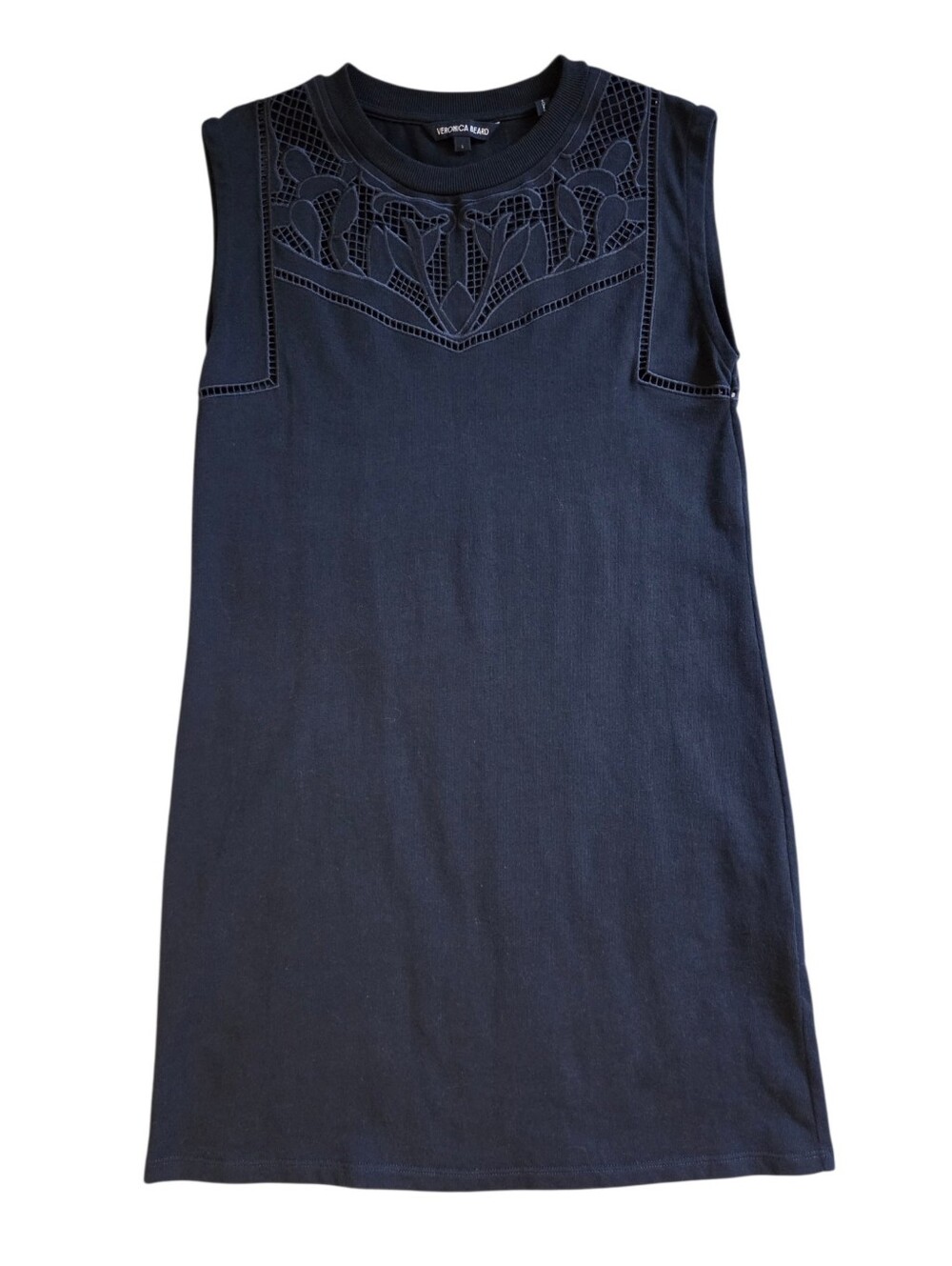 Veronica Beard Malta cotton mini dress  S Navy Blue Sleeveless Cutout